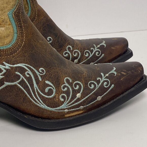 Sterling River Boots Women’s 7B Brown Teal Leather Western Embroidered Pointed - Picture 9 of 12